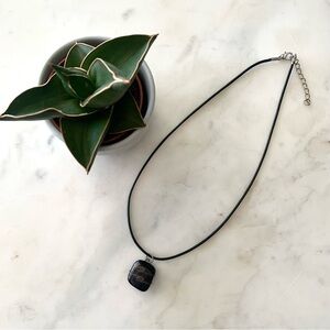 Handmade Wire Wrapped Shungite Pendant Necklace, 16”